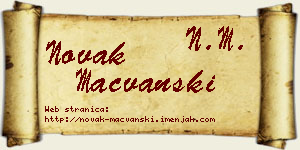 Novak Mačvanski vizit kartica